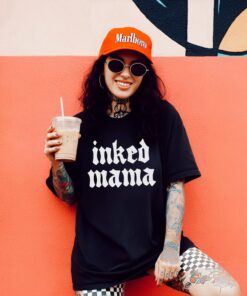 inked mama tee shirt for moms retro punk grunge style tattooed mom shirt trendy edgy womens fashion t shirt ux1re