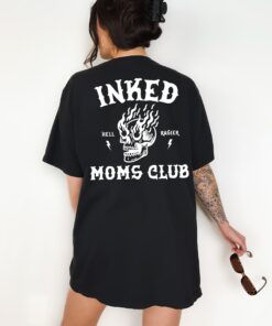 inked moms club vintage graphic tee shirt for women with skull design retro oversized tatted mom life style lijrt