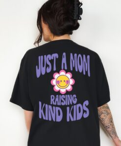 just a mom raising kind kids vintage graphic tee for women funny mom shirt best mom ever gift udvff