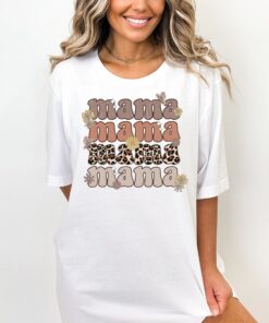 leopard floral mama shirt cute mom t shirt retro style motherhood shirts for her perfect for mothers day gifts swwne