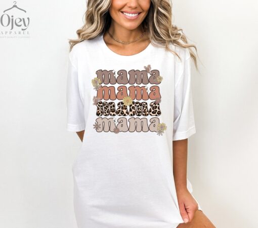 leopard floral mama shirt cute mom t shirt retro style motherhood shirts for her perfect for mothers day gifts swwne