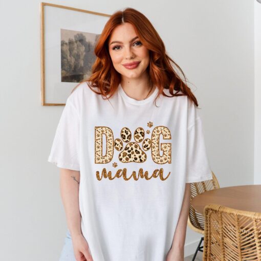 leopard glitter dog mama shirt funny dog lover tee cute dog mom shirt for pet owners gifts 7aepk