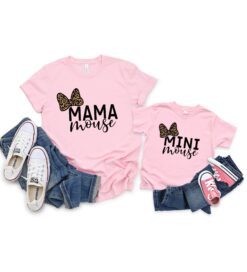 leopard mama and mini mouse matching family shirt disney mom and daughter tee cute mini mouse t shirt for moms tx1br