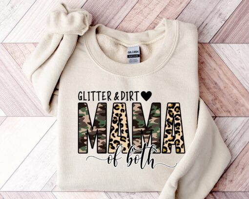 leopard mama hoodie for mom of both with glitter and dirt design funny sweatshirt for moms tktiu