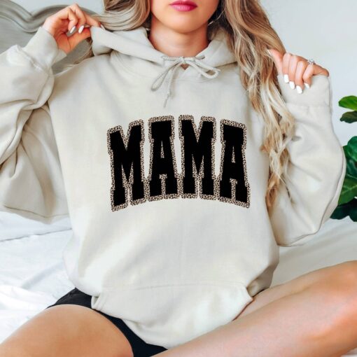 leopard mama hoodie for mothers day funny trendy mom varsity retro style comfortable casual wear