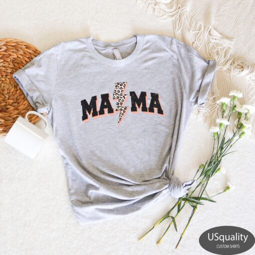 leopard mama shirt lightning mama varsity mom life t shirt cute mom t shirt for mothers day new mom gifts psisy scaled