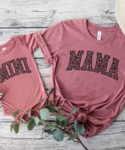 leopard mama shirt with matching mini leopard shirt for mothers day cute mom life t shirt set qv5r9