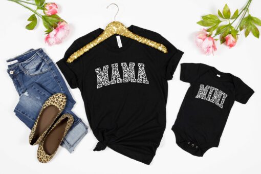 leopard mama shirt with matching mini leopard shirt for mothers day cute mom life t shirt set xhozy scaled