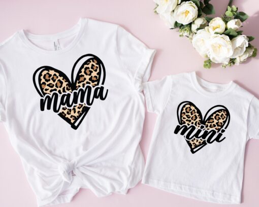 leopard mama shirt with matching mini tee for mom and daughter mothers day gift cute leopard print t shirt 1cerl