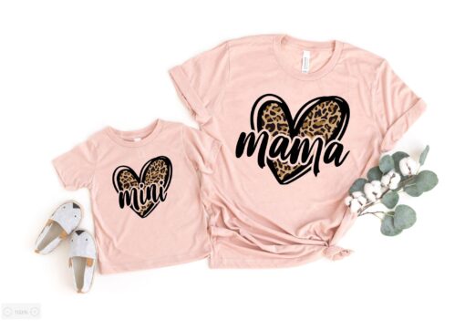 leopard mama shirt with mini matching design for mothers day cute mom life t shirt for mamas girl
