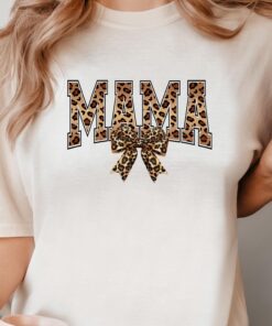 leopard mama t shirt with ribbon for mothers day cute mom life shirt personalized mama bow tee w5q3s