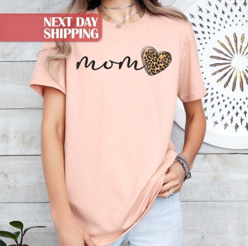 leopard mom shirt cute mom life shirt for mothers day heart mama t shirt unique gift for moms