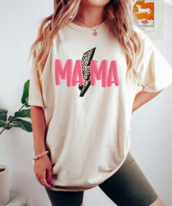 leopard print lightning bolt mama shirt cute mom life tee womens graphic mothers day gift best mom ever shirt m5cno