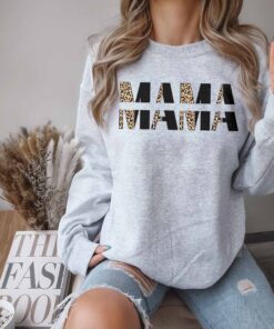 leopard print mama sweatshirt for mothers day best mom crewneck birthday gift cute mom hoodie 7xu8v