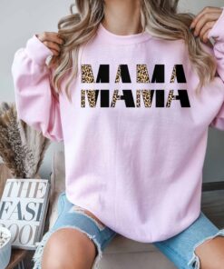 leopard print mama sweatshirt for mothers day best mom crewneck birthday gift cute mom hoodie f1gza