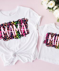 leopard rainbow mama shirt and mini matching outfit for mom life stylish blessed mama shirts for mothers day qtoer