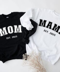 lesbian mom sweatshirt for pregnancy reveal mama est 2025 lgbtq announcement two moms same sex family design zftld