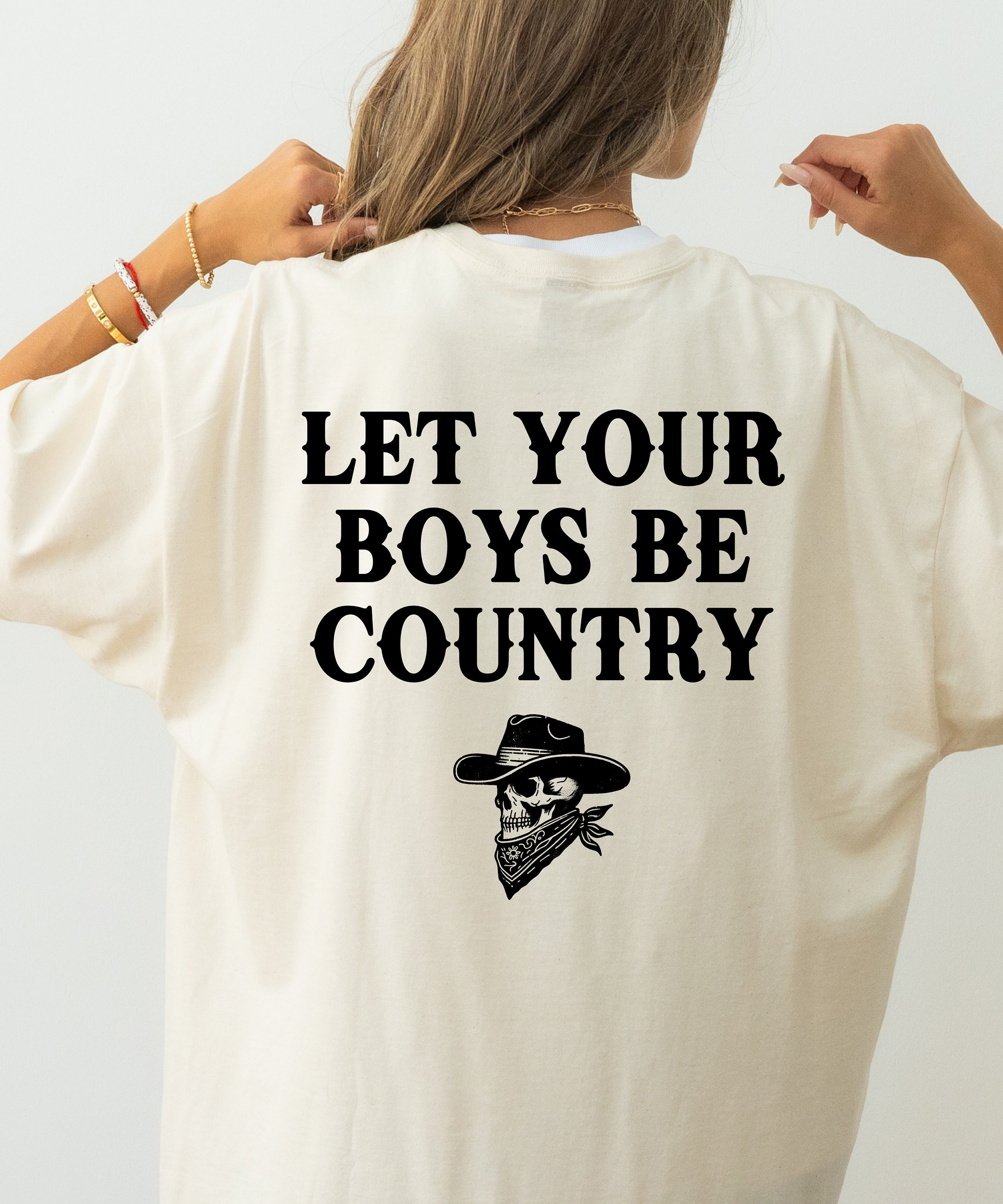 let your boys be country graphic tee for women moms retro western t shirt trendy nashville style wltwl