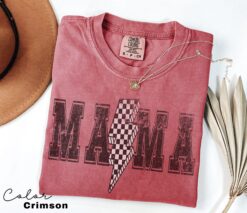 lightning bolt mama shirt retro style tee for moms 90s vintage mom shirt trendy checkered design comfortable fit g3naj