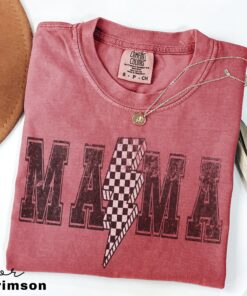 lightning bolt mama shirt retro style tee for moms 90s vintage mom shirt trendy checkered design comfortable fit g3naj