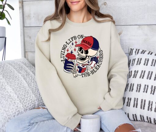 living life on the bleachers mama shirt sports mama sweatshirt skull tee softball mom life shirt for sports moms xwxyd scaled