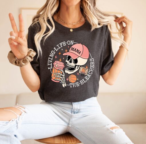 living life on the bleachers mom shirt basketball mama sweatshirt sports mama t shirt for sports lovers and coffee fans dtpyv scaled