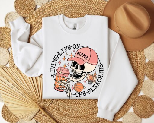 living life on the bleachers mom shirt basketball mama sweatshirt sports mama t shirt for sports lovers and coffee fans ugvq2 scaled