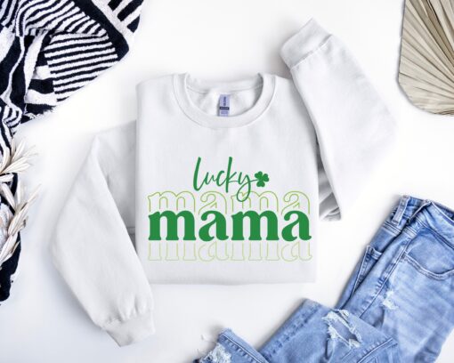 lucky mama hoodie for mothers day shamrock sweatshirt st patricks day gift for her cute mom life sweater nlniz