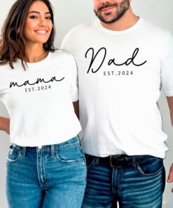 mama and dad established 2024 shirt matching couple tee new mom and dad shirts family gifts for valentines day nnuz1