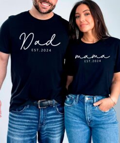 mama and dad established 2024 shirt matching couple tee new mom and dad shirts family gifts for valentines day wkhvu