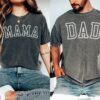 Mama and Dad Shirts Matching Set Vintage Varsity T-Shirt for New Parents Mothers Day Gift Fathers Day Shirt