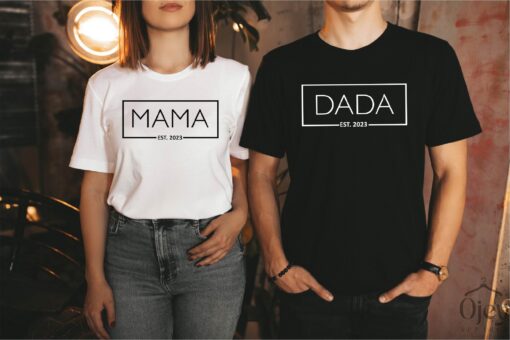 mama and dada est 2023 matching shirts new mom and dad announcement tee unique parent gift for new parents mc41h