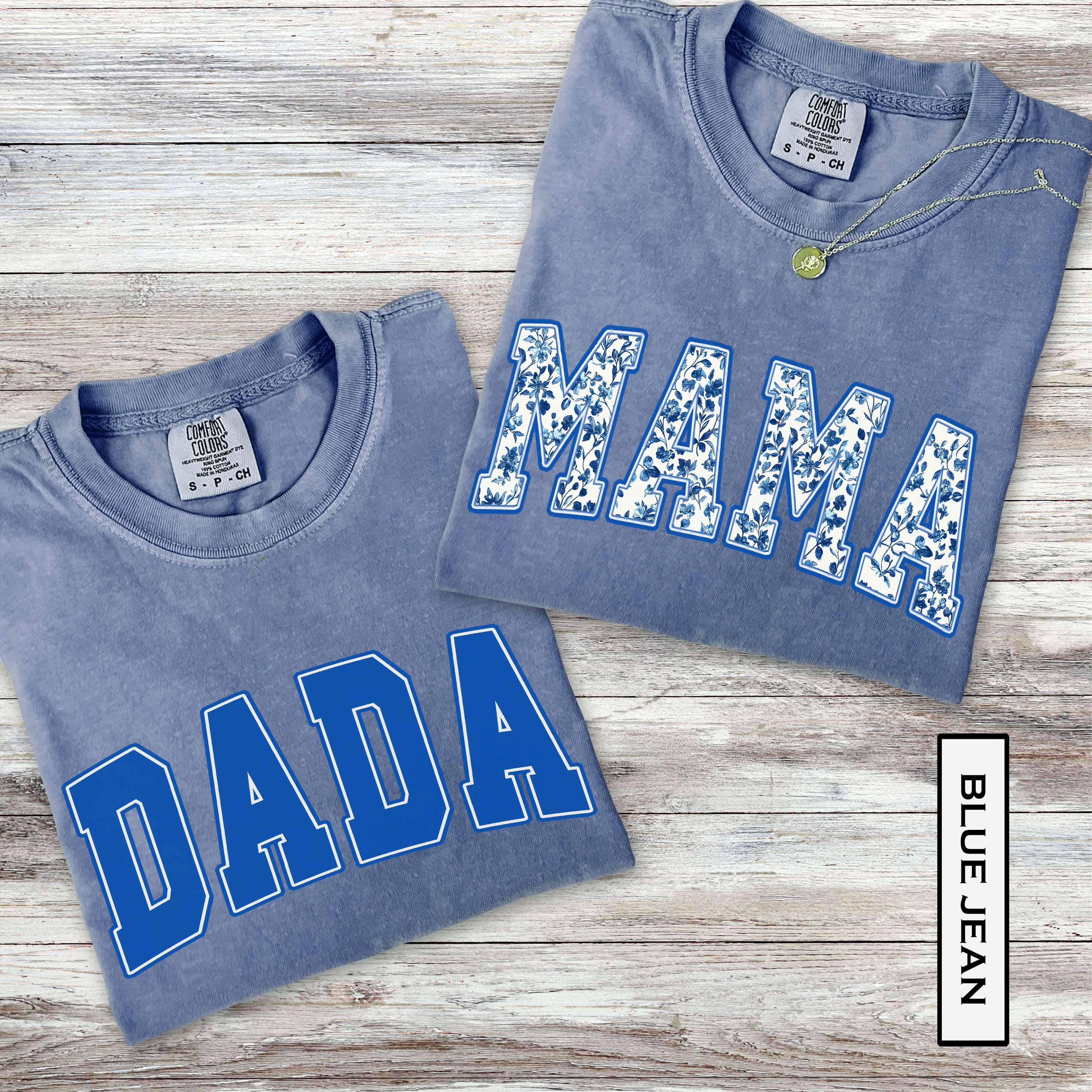 mama and dada shirt for new parents mothers day varsity font couple shirt cute mom life apparel