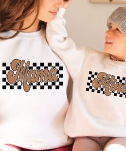 mama and me checkered shirt matching family retro t shirt for mom and daughter cute mini sweatshirt set gggpt