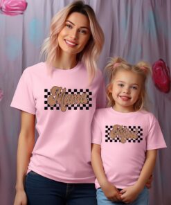 mama and me checkered shirt matching family retro t shirt for mom and daughter cute mini sweatshirt set j0c8w