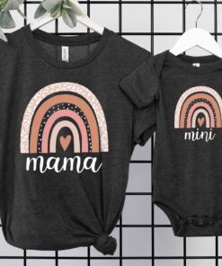 mama and mini rainbow heart shirts matching mom and me bodysuit mother to be shirt family gift for mothers day vy7lh