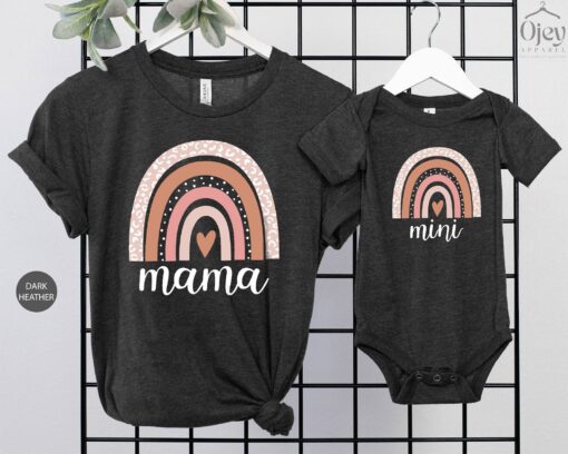 mama and mini rainbow heart shirts matching mom and me bodysuit mother to be shirt family gift for mothers day vy7lh