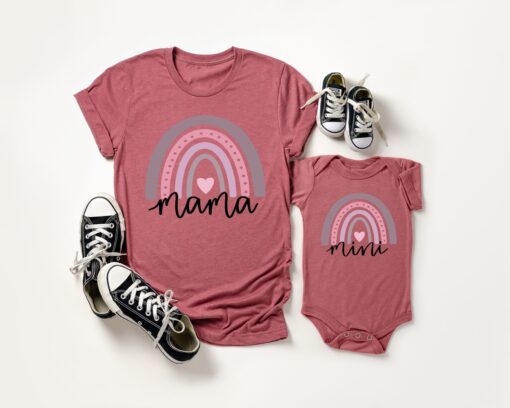 mama and mini valentines matching shirts rainbow design cute mamas girl t shirt for family love celebrations 0dqtx scaled