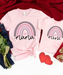 mama and mini valentines matching shirts rainbow design cute mamas girl t shirt for family love celebrations ximin