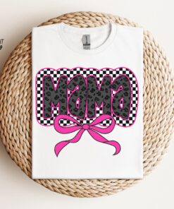 mama bow shirt and checkered sweatshirt for mom stylish trendy mom life apparel ideal for mothers day gifts efe2g