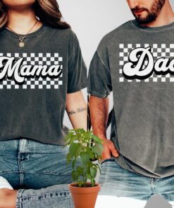 mama dad mini shirt matching set for new parents checkered design perfect for fathers day and new mom gifts 2lfpr