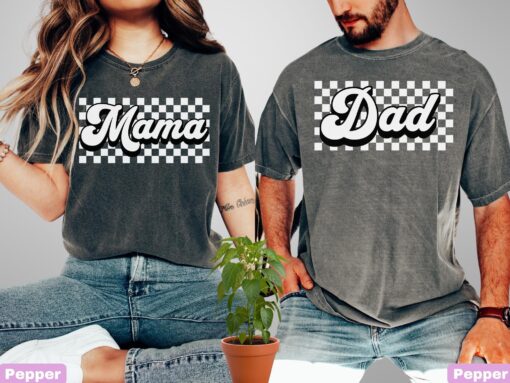 mama dad mini shirt matching set for new parents checkered design perfect for fathers day and new mom gifts 2lfpr