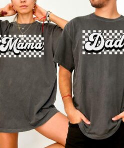 mama dad mini shirt matching set for new parents checkered design perfect for fathers day and new mom gifts mffob