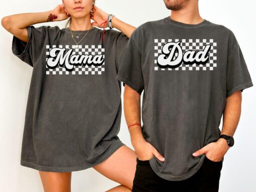mama dad mini shirt matching set for new parents checkered design perfect for fathers day and new mom gifts mffob