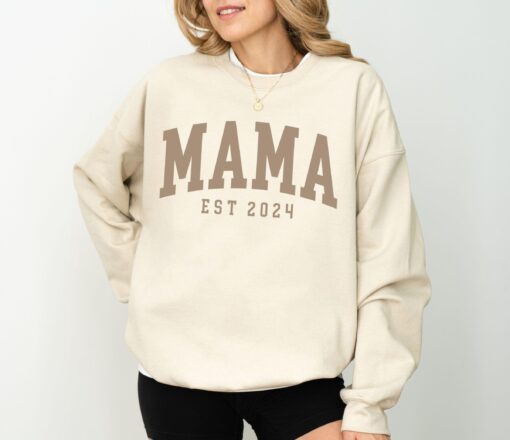 mama est 2024 sweatshirt custom mom shirt best mom ever gift for new moms personalized varsity style dgbke