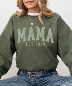 mama est 2024 sweatshirt custom mom shirt best mom ever gift for new moms personalized varsity style dorjq