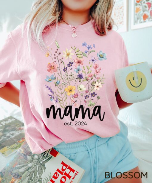 mama est 2024 t shirt custom gift for new moms cute mama shirt mothers day and birthday gifts for moms hlcli