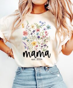 mama est 2024 t shirt custom gift for new moms cute mama shirt mothers day and birthday gifts for moms jtmbm