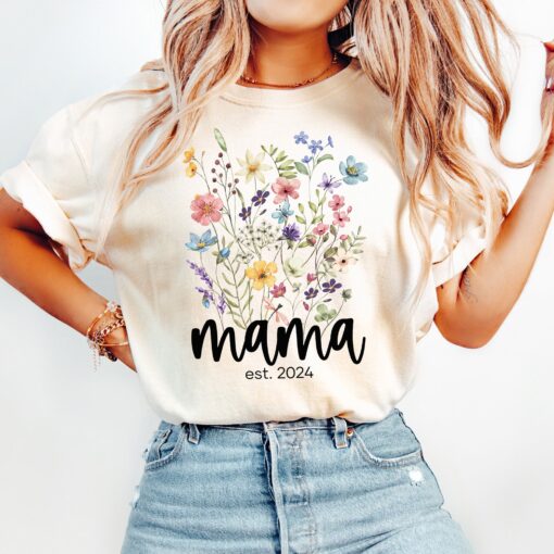 mama est 2024 t shirt custom gift for new moms cute mama shirt mothers day and birthday gifts for moms jtmbm