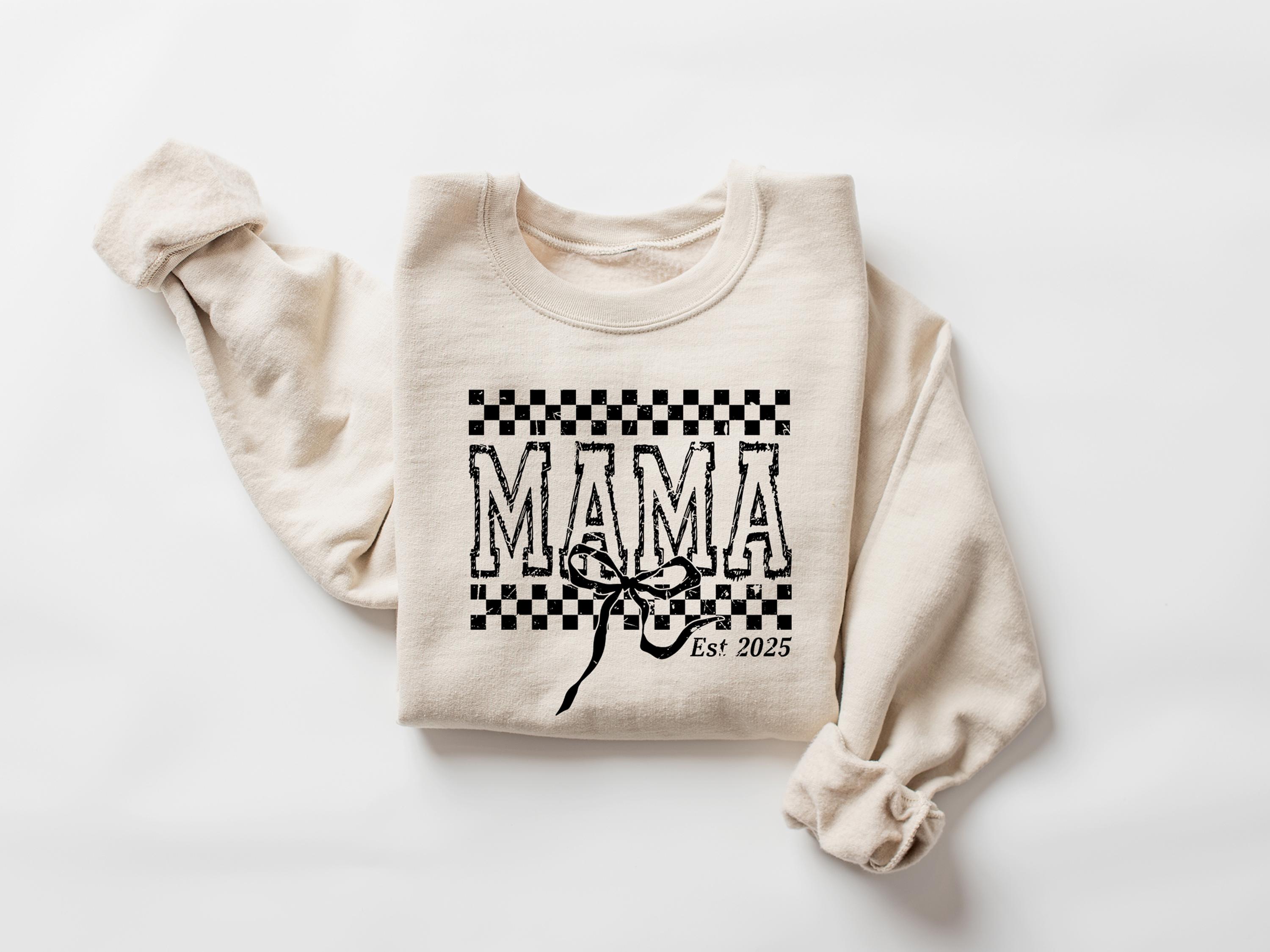 mama est 2025 shirt pregnancy announcement tee retro mom hoodie new mom crewneck mothers day gift vq1el scaled